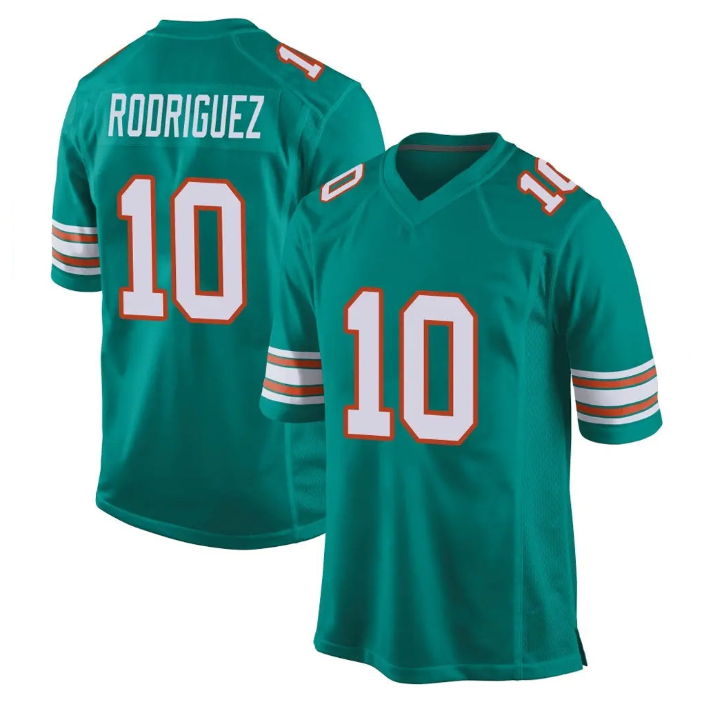 Seanshop M.Dolphins #10 Jacob Rodriguez Player Aqua Alternate Home Game Stitched Jerseys