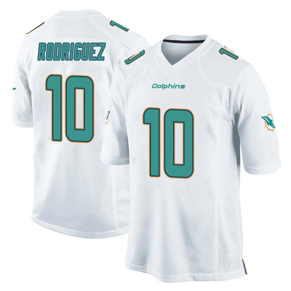 Seanshop M.Dolphins #10 Jacob Rodriguez Player White Home Game Stitched Jerseys