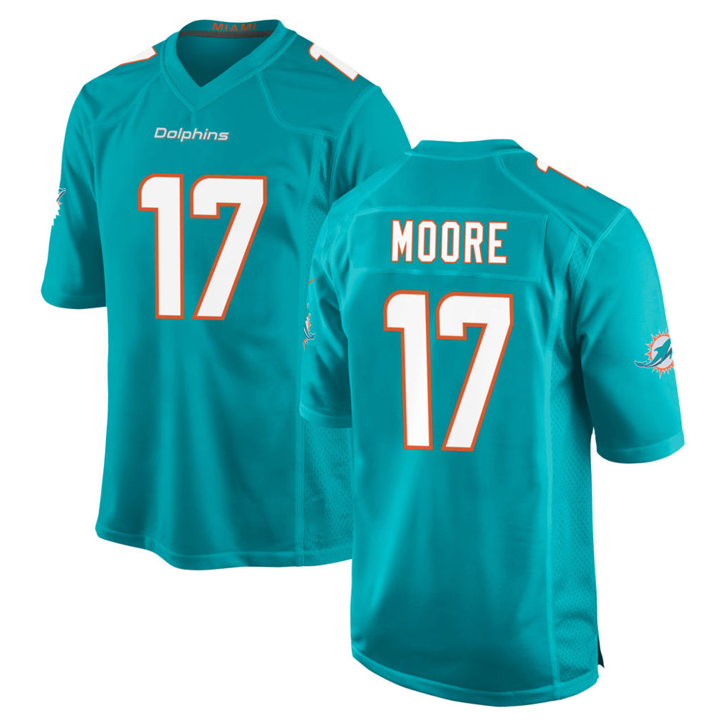 Seanshop M.Dolphins #17 Trey Moore Player Aqua Home Game Stitched Jerseys