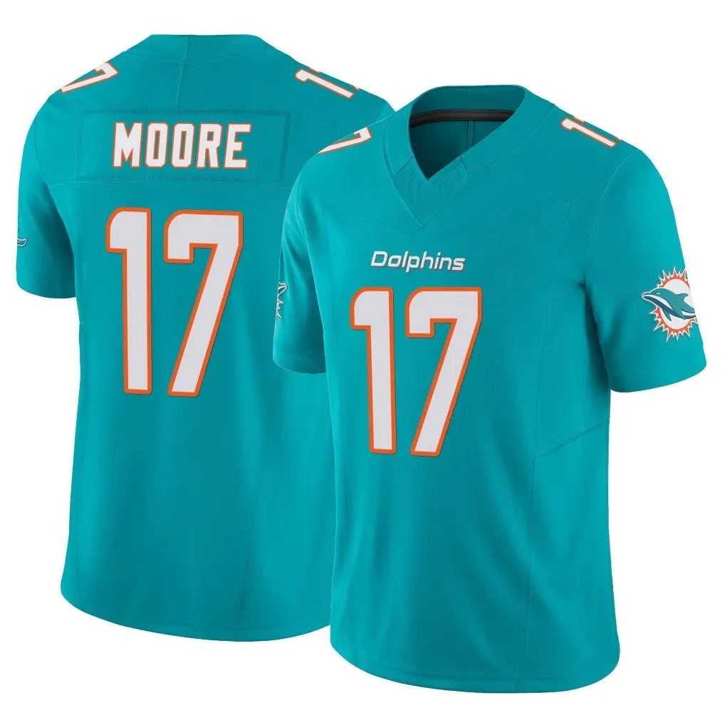 Seanshop M.Dolphins #17 Trey Moore Player Aqua Limited Vapor F.U.S.E. Home Game Stitched Jerseys