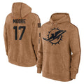 Seanshop M.Dolphins #17 Trey Moore Player Brown Salute to Service Hoodies Limited Game Stitched Jerseys