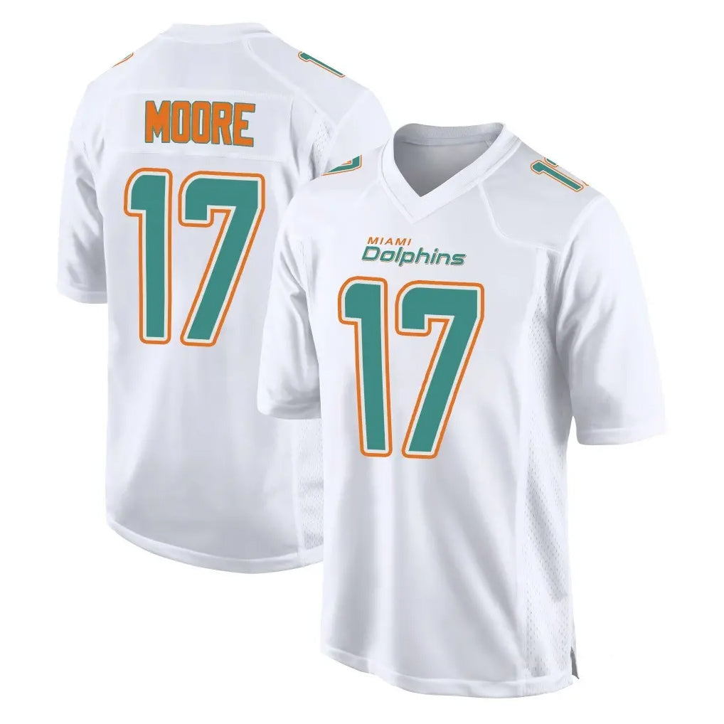 Seanshop M.Dolphins #17 Trey Moore Player White Fashion Home Game Stitched Jerseys
