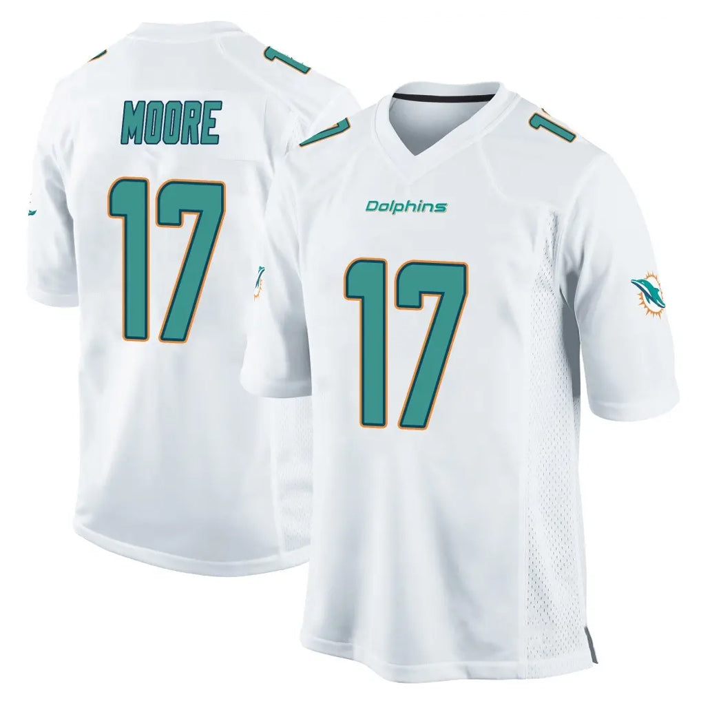 Seanshop M.Dolphins #17 Trey Moore Player White Home Game Stitched Jerseys