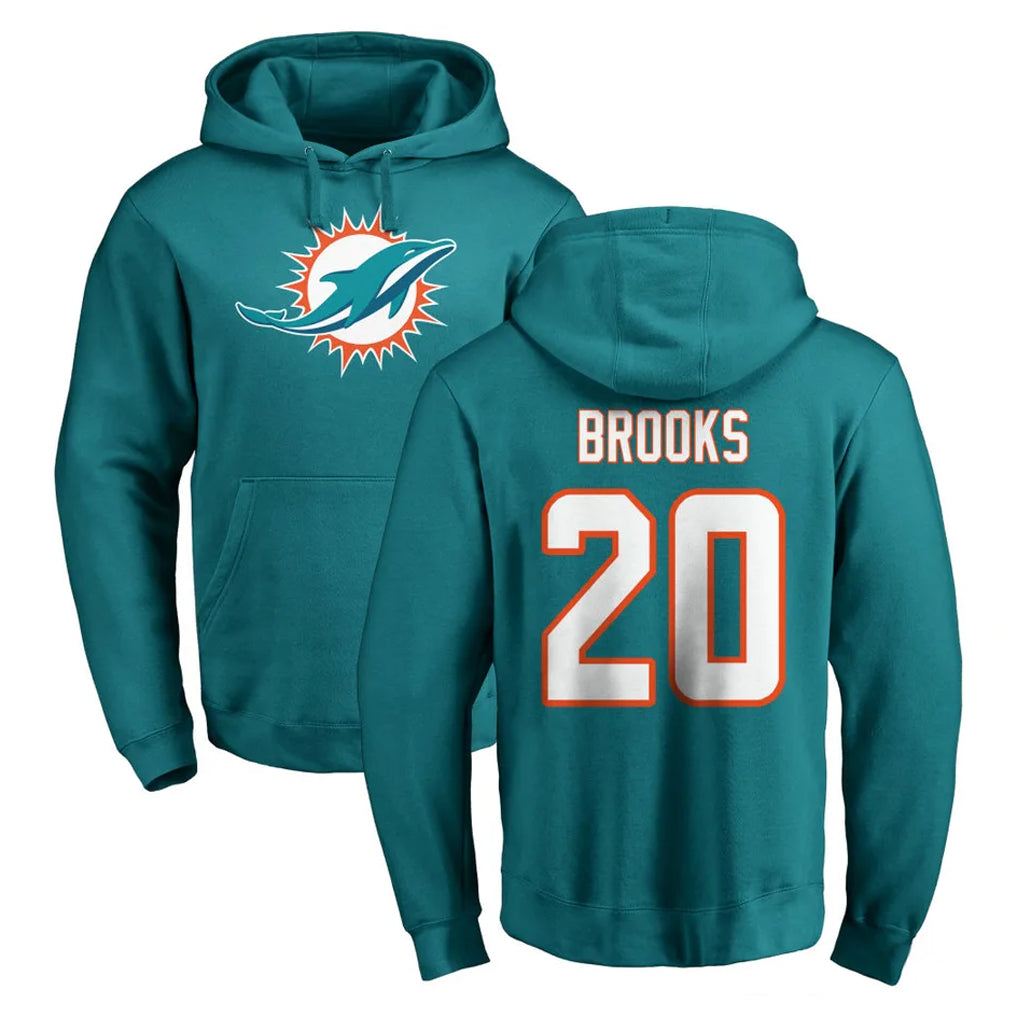 Seanshop M.Dolphins #20 Jordyn Brooks Player Aqua LOGO Pullover Hoodies Limited Stitched Jerseys