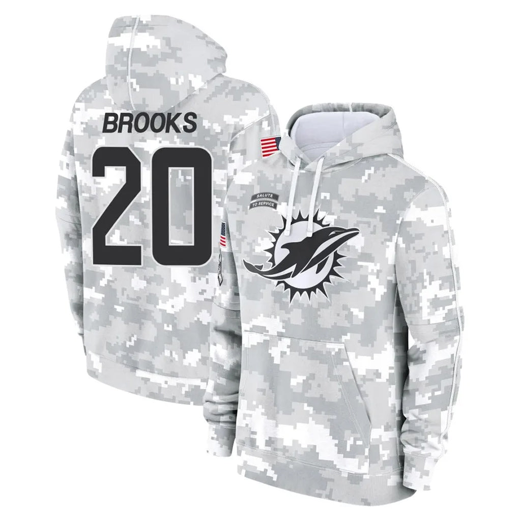 Seanshop M.Dolphins #20 Jordyn Brooks Player Arctic Camo Salute to Service Hoodies Limited Game Stitched Jerseys