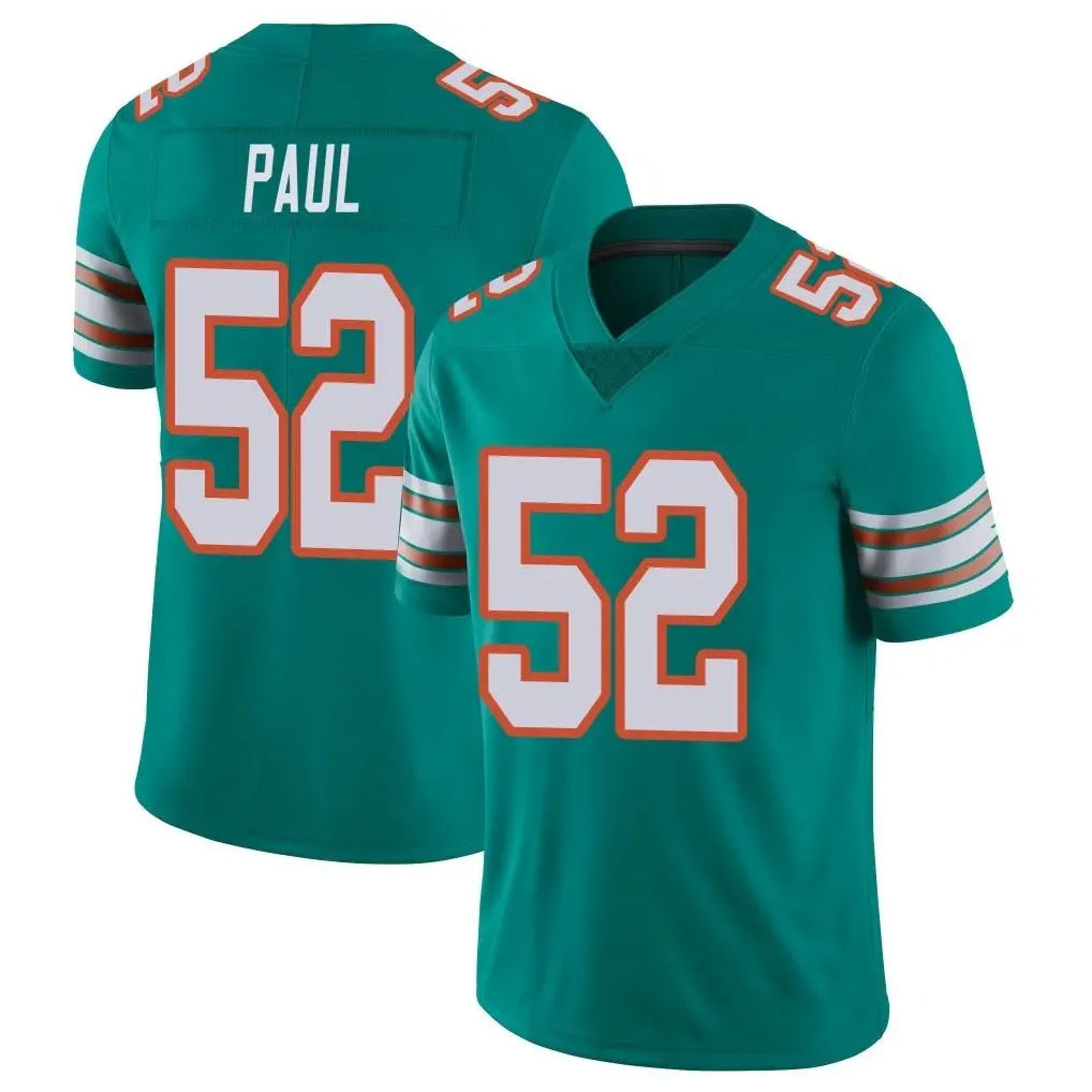 Seanshop M.Dolphins #52 Patrick Paul Player Aqua Limited Alternate Vapor Untouchable Home Game Stitched Jerseys