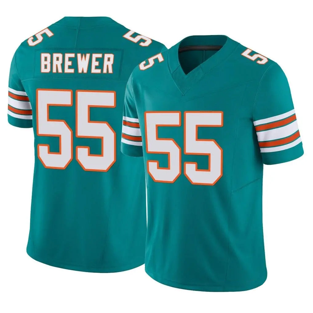 Seanshop M.Dolphins #55 Aaron Brewer Player Aqua Limited Alternate Vapor F.U.S.E. Home Game Stitched Jerseys