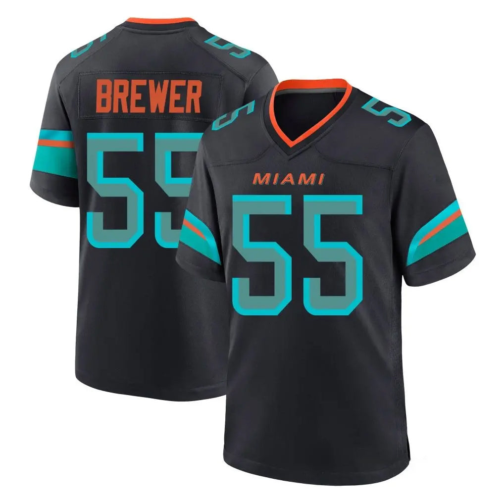Seanshop M.Dolphins #55 Aaron Brewer Player Black Pitch Rivalries Collection Home Game Stitched Jerseys