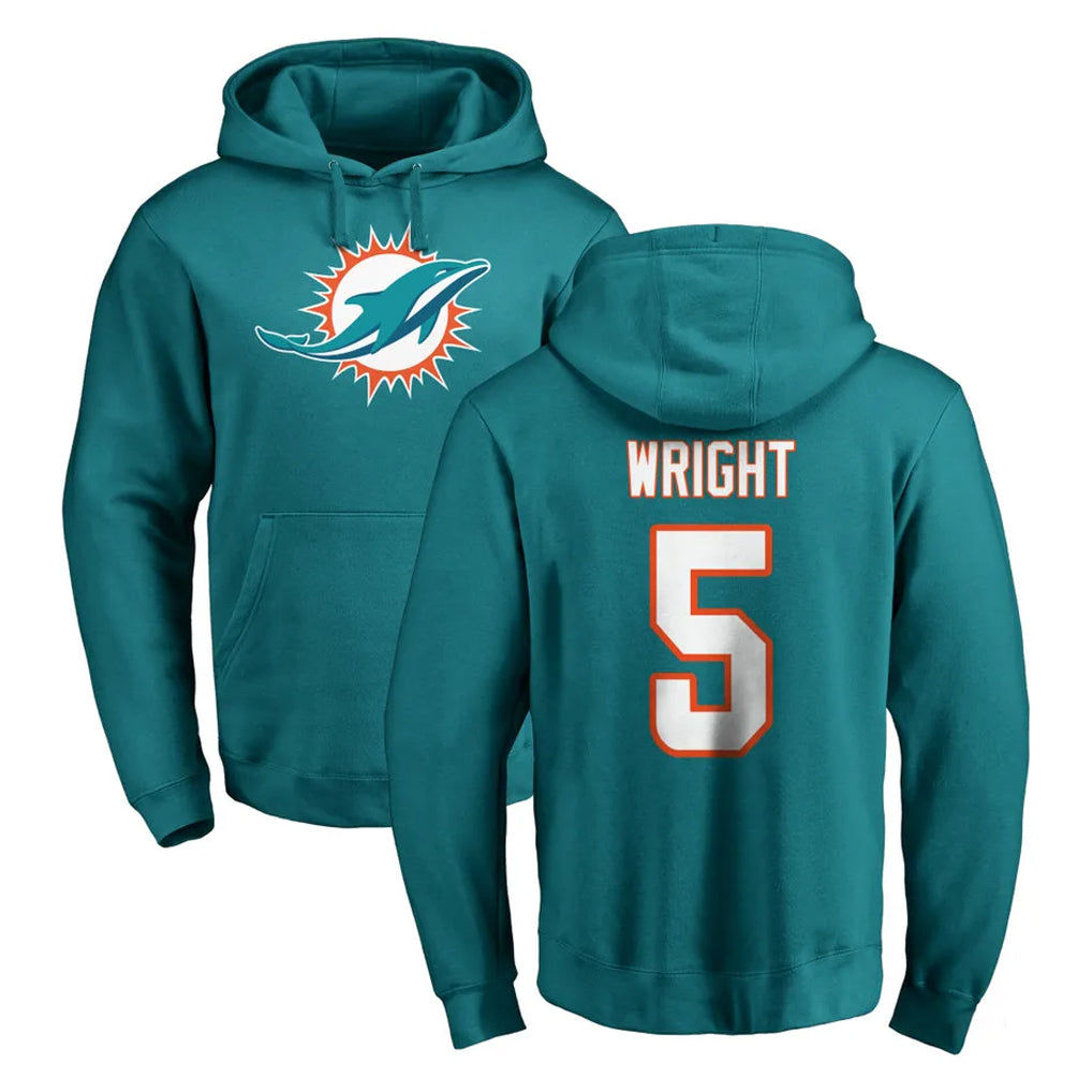 Seanshop M.Dolphins #5 Jaylen Wright Player Aqua LOGO Pullover Hoodies Limited Stitched Jerseys