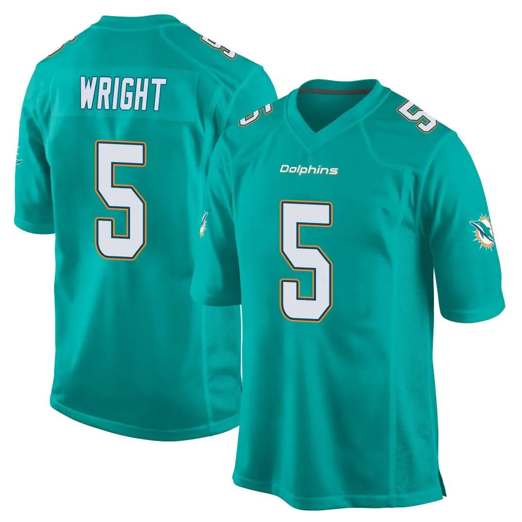 Seanshop M.Dolphins #5 Jaylen Wright Player Aqua Team Color Home Game Stitched Jerseys