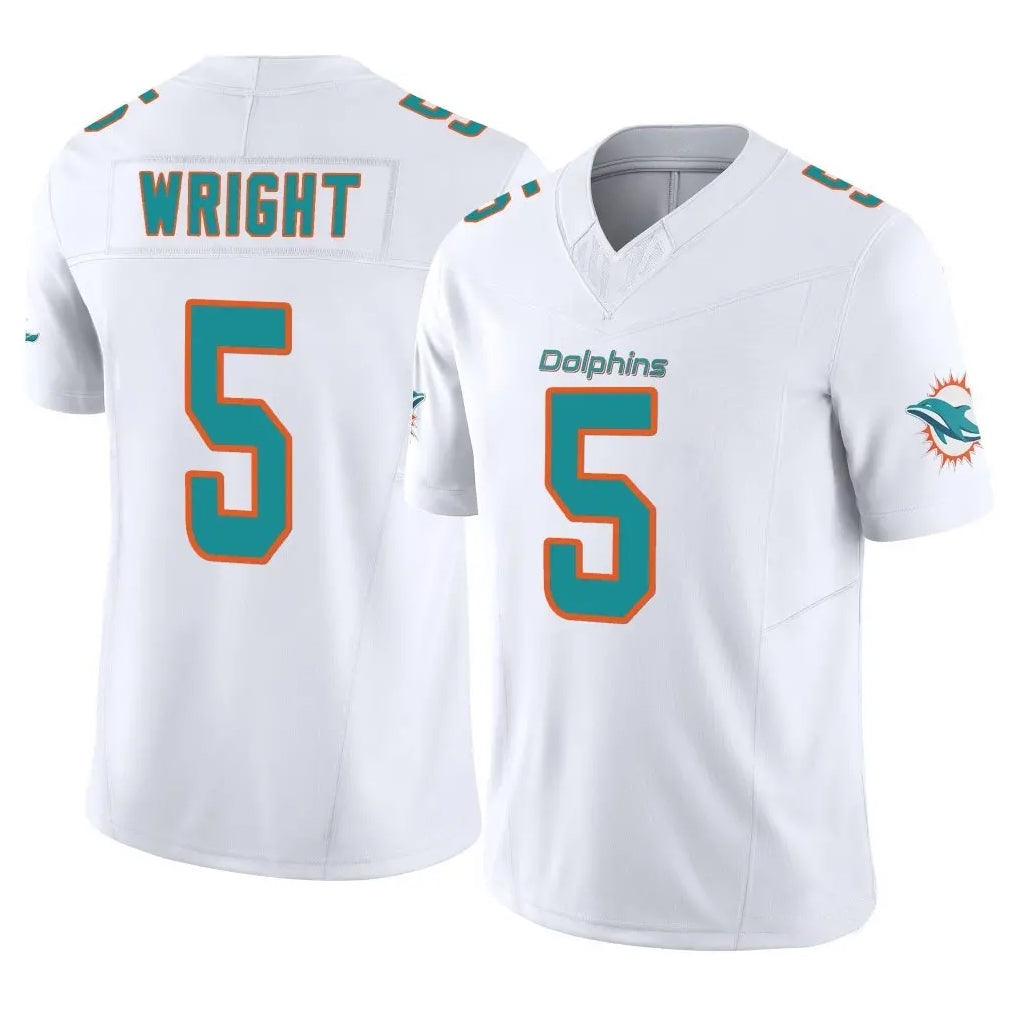 Seanshop M.Dolphins #5 Jaylen Wright Player White Limited Vapor F.U.S.E. Home Game Stitched Jerseys