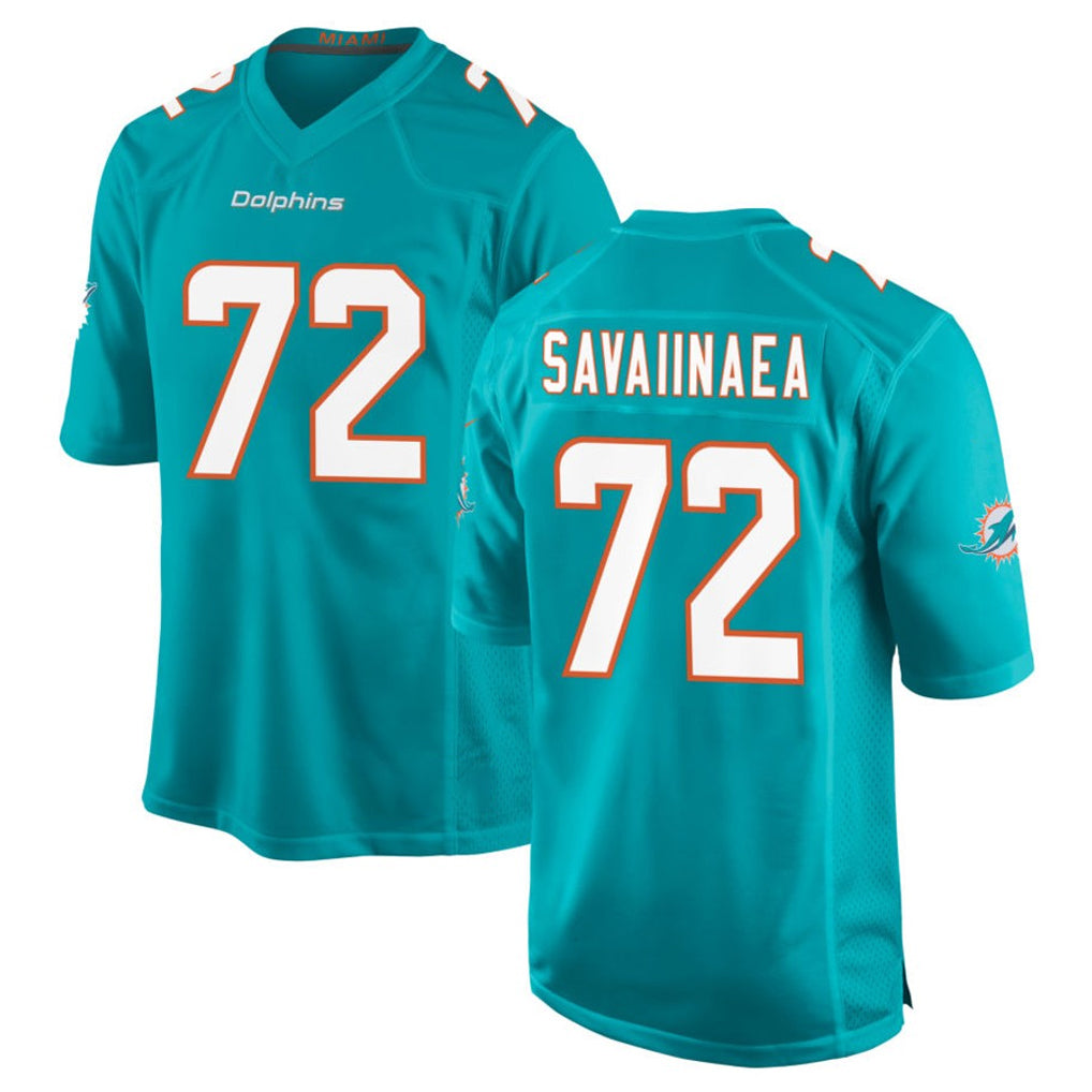 Seanshop M.Dolphins #72 Jonah Savaiinaea Player Aqua Home Game Stitched Jerseys