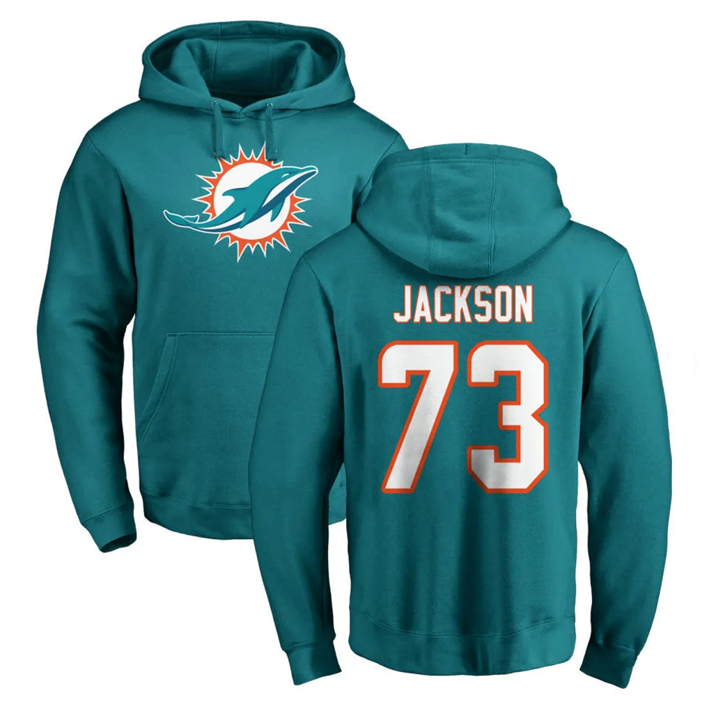 Seanshop M.Dolphins #73 Austin Jackson Player Aqua LOGO Pullover Hoodies Limited Stitched Jerseys