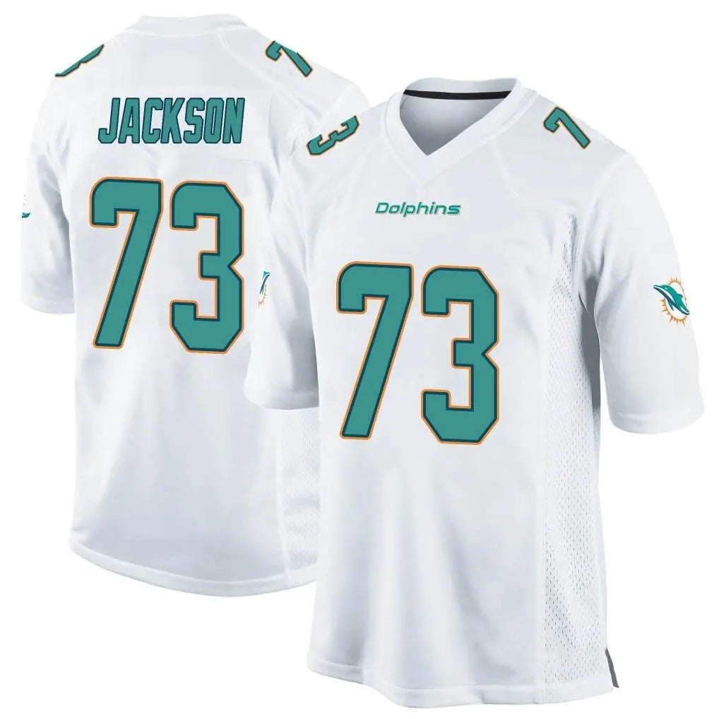 Seanshop M.Dolphins #73 Austin Jackson Player White Home Game Stitched Jerseys