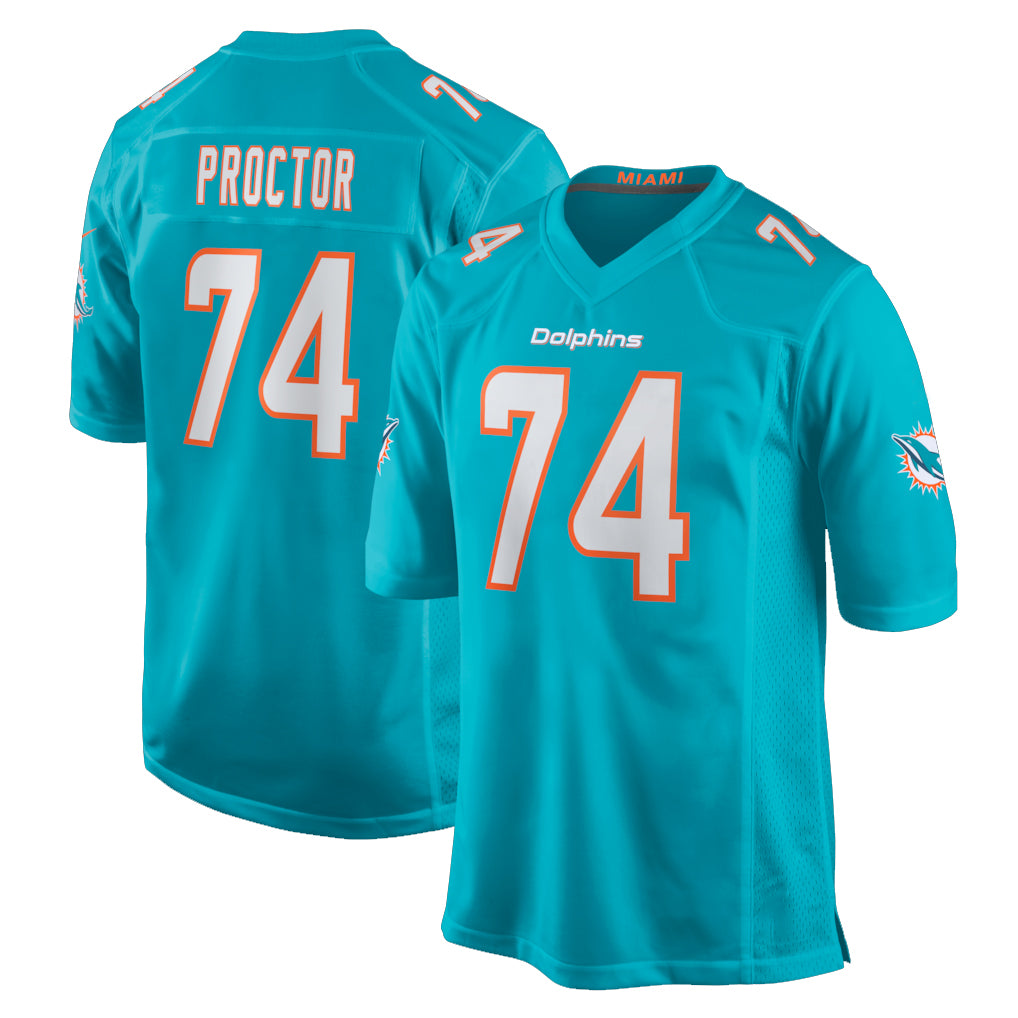 Seanshop M.Dolphins #74 Kadyn Proctor Player Aqua Home Game Stitched Jerseys