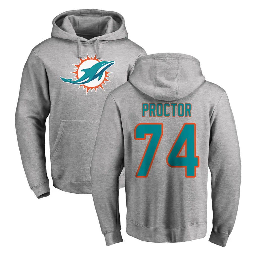 Seanshop M.Dolphins #74 Kadyn Proctor Player Gray LOGO Pullover Hoodies Limited Stitched Jerseys