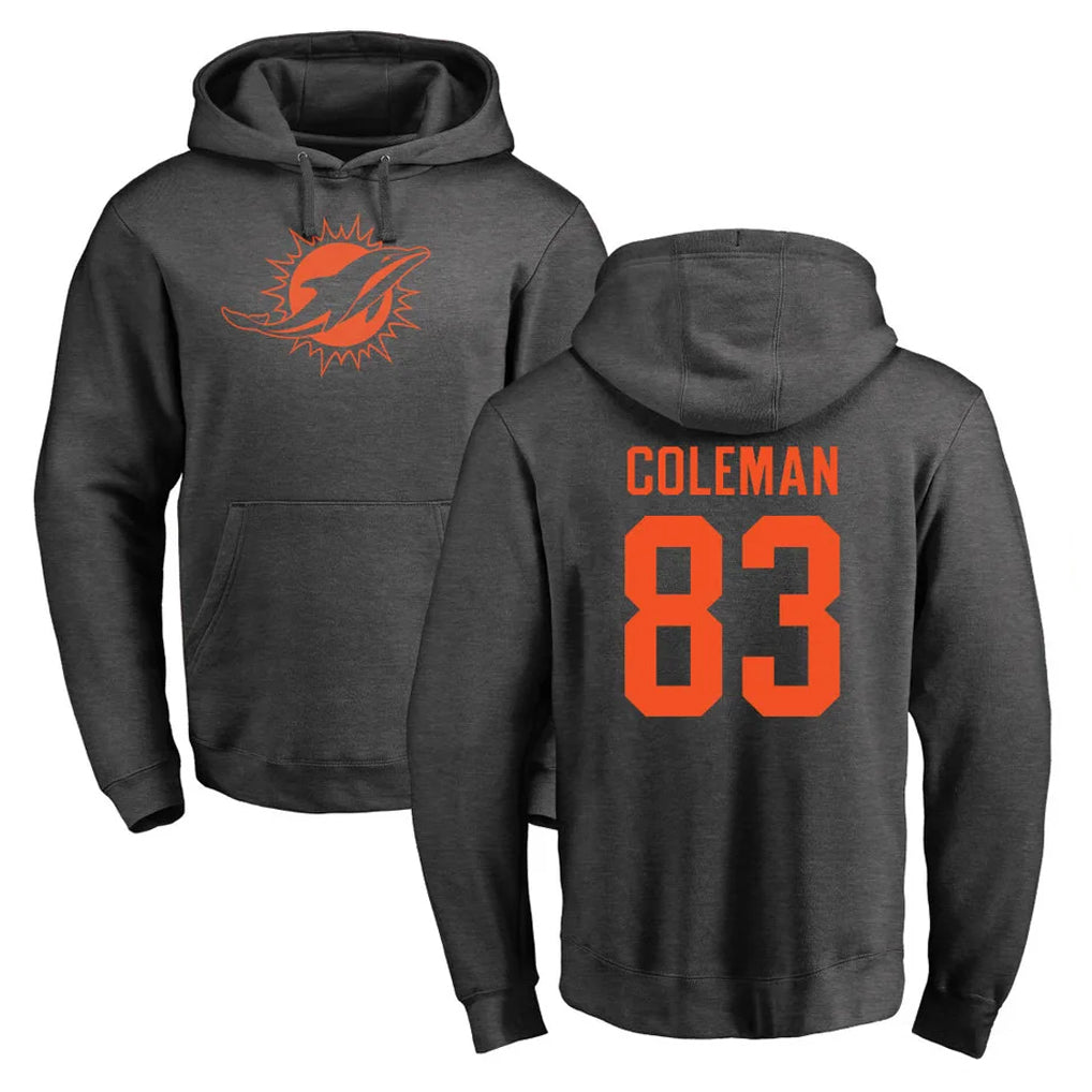 Seanshop M.Dolphins #83 Kevin Coleman Jr. Player Darkgray Pullover Hoodies Limited Stitched Jerseys