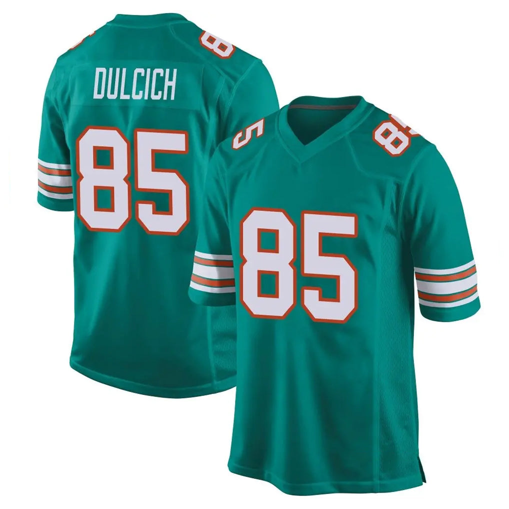 Seanshop M.Dolphins #85 Greg Dulcich Player Aqua Alternate Home Game Stitched Jerseys