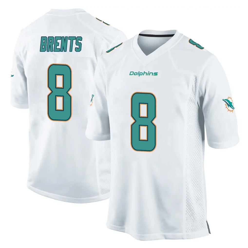 Seanshop M.Dolphins #8 JuJu Brents Player White Home Game Stitched Jerseys