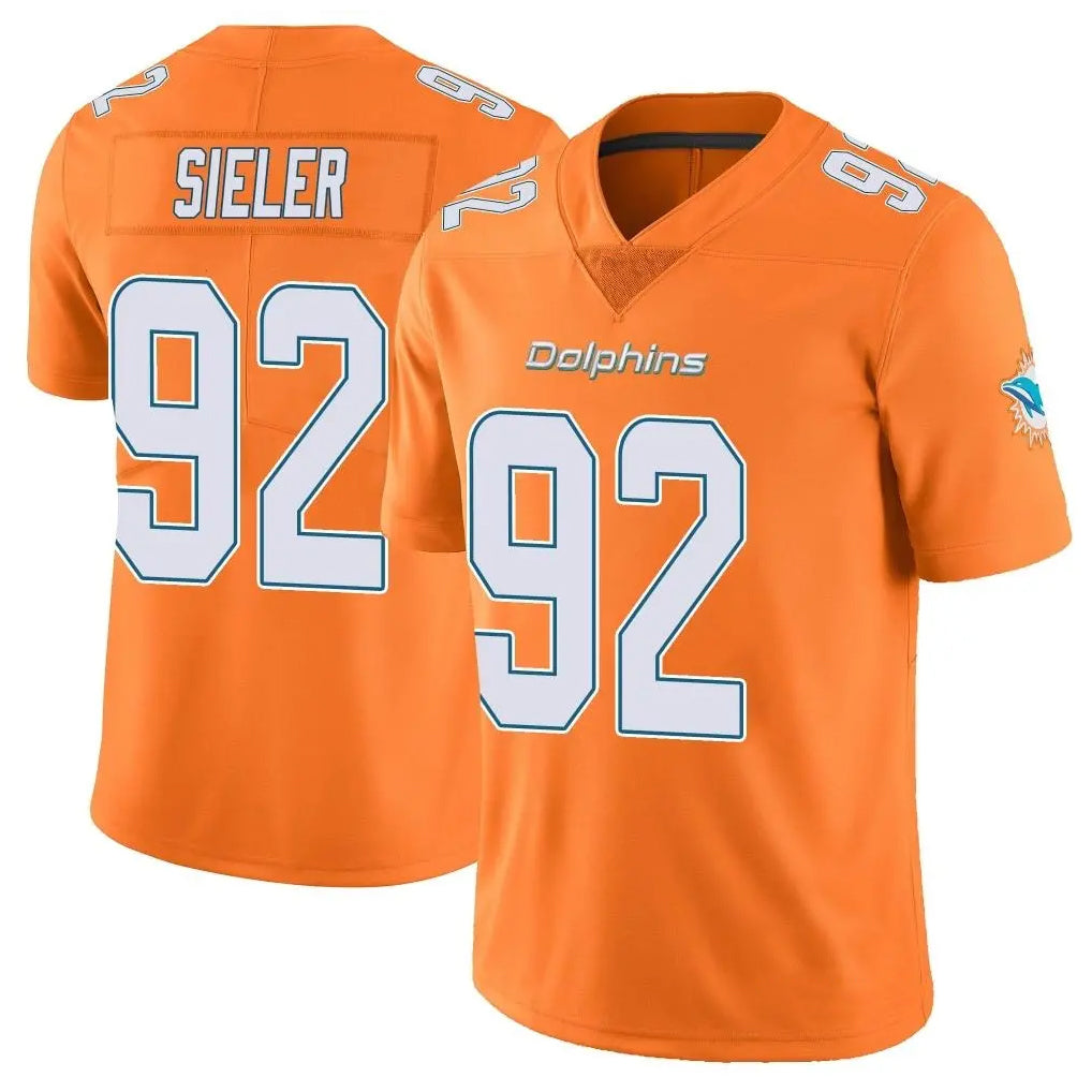 Seanshop M.Dolphins #92 Zach Sieler Player Orange Limited Home Game Stitched Jerseys
