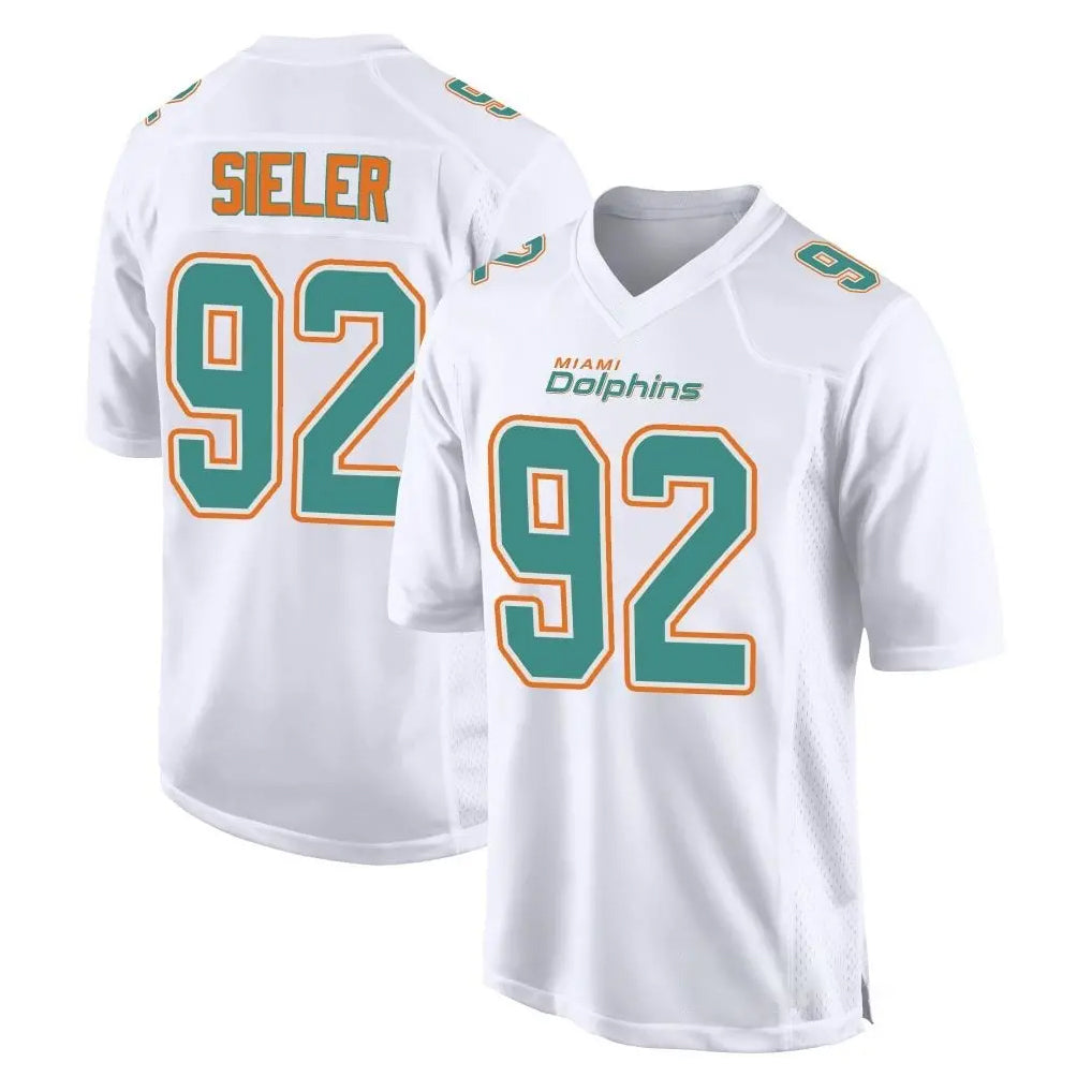 Seanshop M.Dolphins #92 Zach Sieler Player White Fashion Home Game Stitched Jerseys