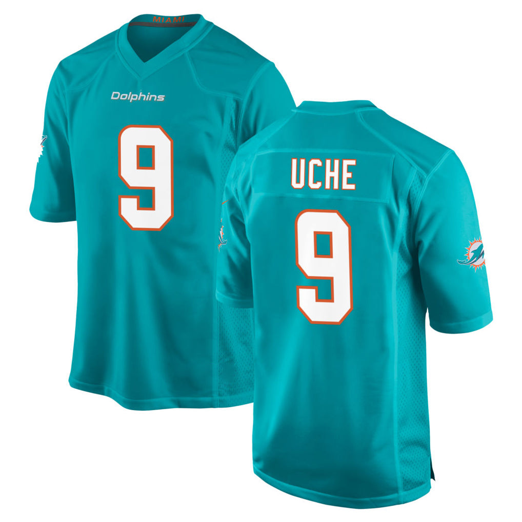 Seanshop M.Dolphins #9 Joshua Uche Player Aqua Home Game Stitched Jerseys