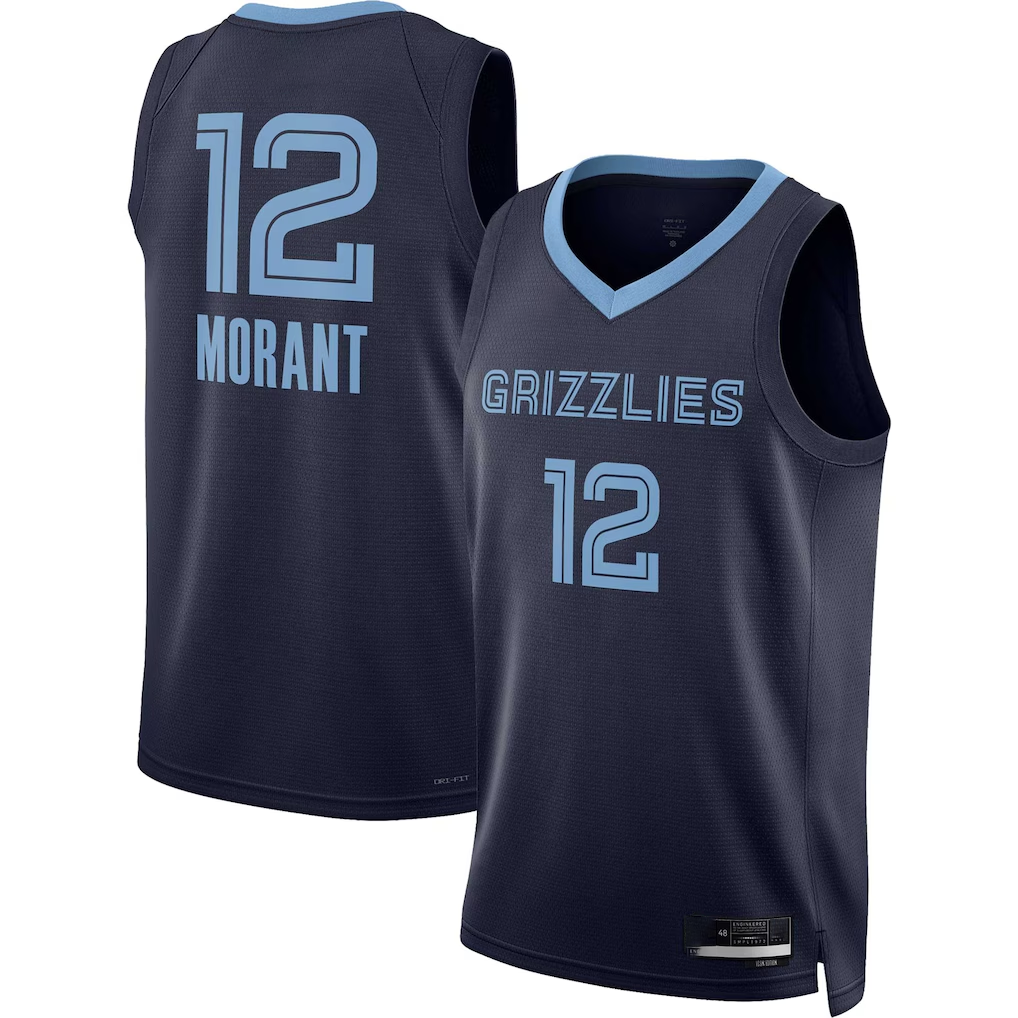 Seanshop M.Grizzlies #12 Ja Morant Navy Swingman Stitched Jerseys- Icon Edition
