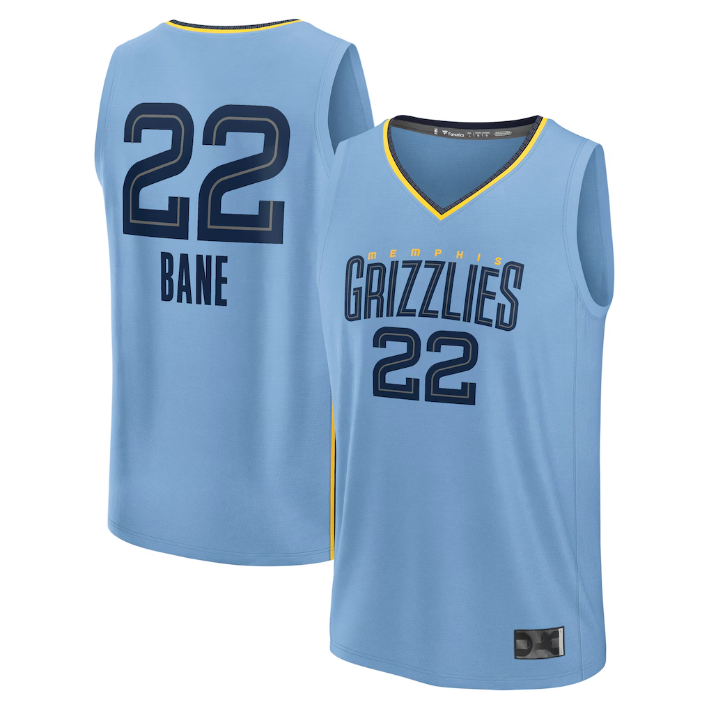 Seanshop M.Grizzlies #22 Desmond Bane Light Blue Fast Break Replica Player Stitched Jerseys- Statement Edition