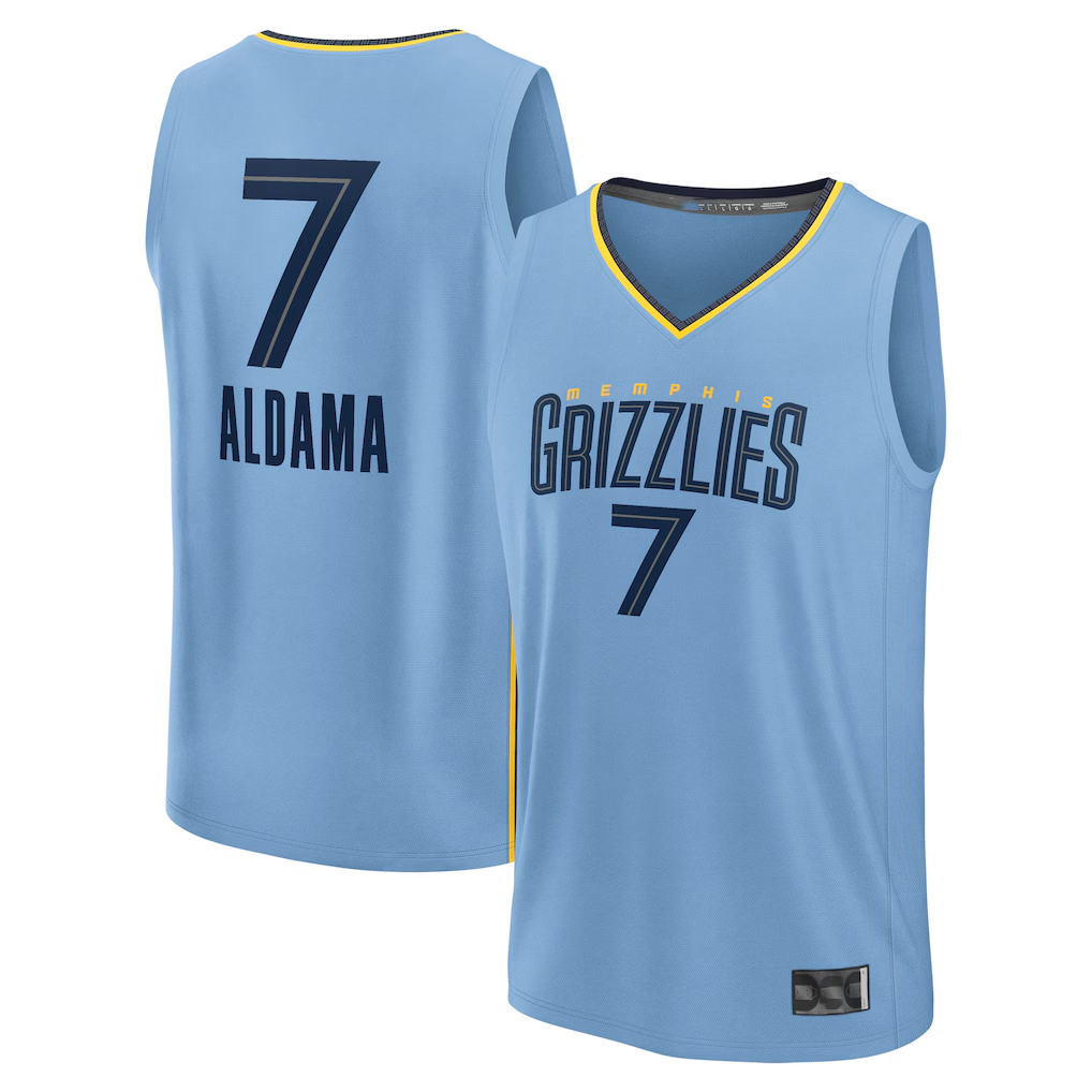 Seanshop M.Grizzlies #7 Santi Aldama Light Blue Fast Break Replica Player Stitched Jerseys- Statement Edition