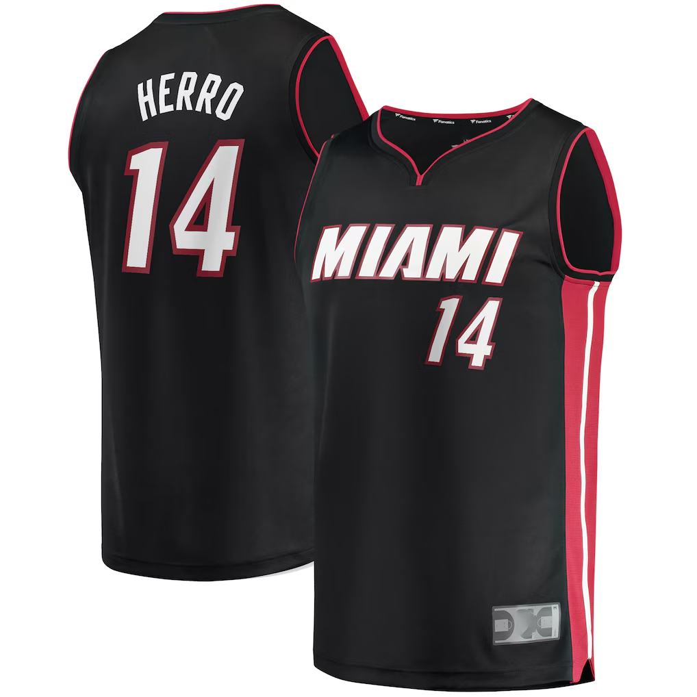 Seanshop M.Heat #14 Tyler Herro  Black Fast Break Replica Jerseys - Icon Edition