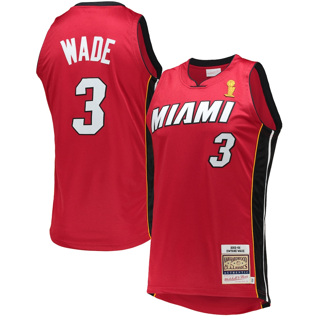 Seanshop M.Heat #3 Dwyane Wade Mitchell & Ness Red 2005-06 Hardwood Classics Authentic Jerseys