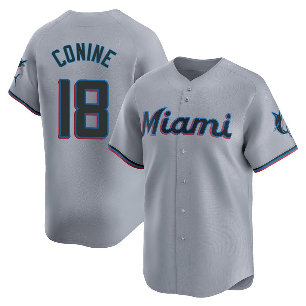 Seanshop M.Marlins #18 Griffin Conine Player Gray Home Limited Stitched Jerseys