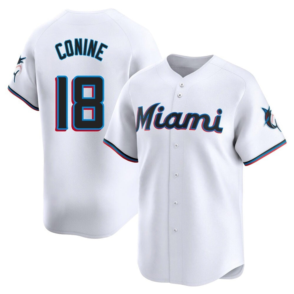 Seanshop M.Marlins #18 Griffin Conine Player White Home Limited Stitched Jerseys