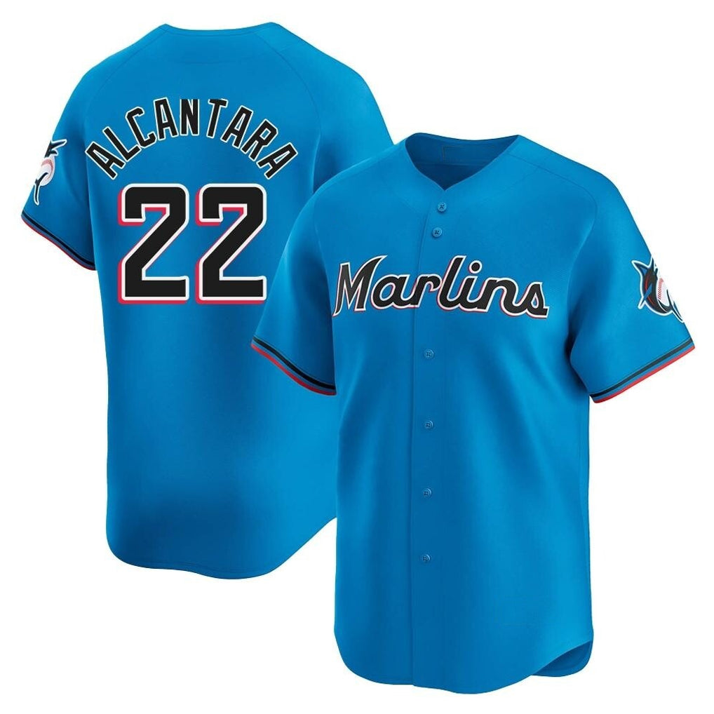 Seanshop M.Marlins #22 Sandy Alcantara Player Blue Home Limited Stitched Jerseys