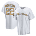 Seanshop M.Marlins #22 Sandy Alcantara Player Gold Home Game Stitched Jerseys