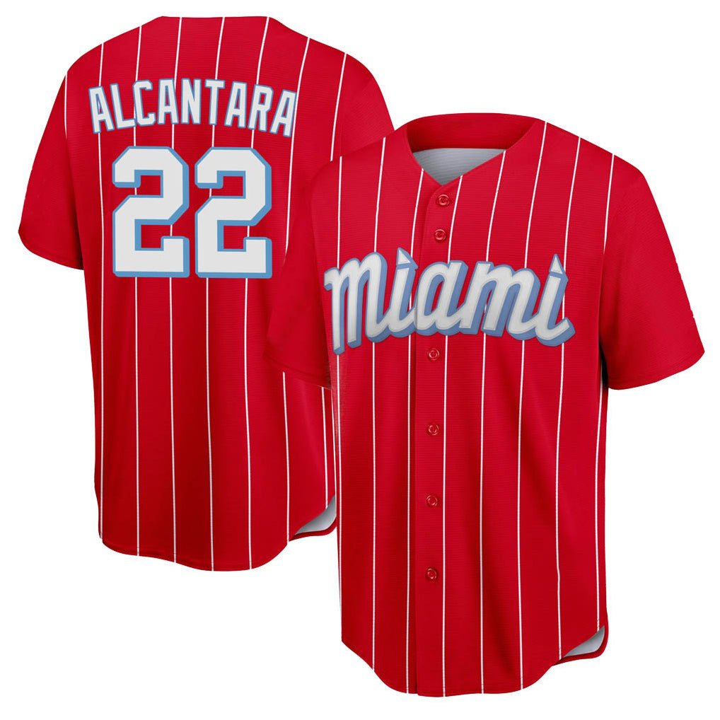 Seanshop M.Marlins #22 Sandy Alcantara Player Red City Connect Home Game Stitched Jerseys