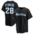 Seanshop M.Marlins #28 Kyle Stowers Player Black  Home Game Stitched Jerseys