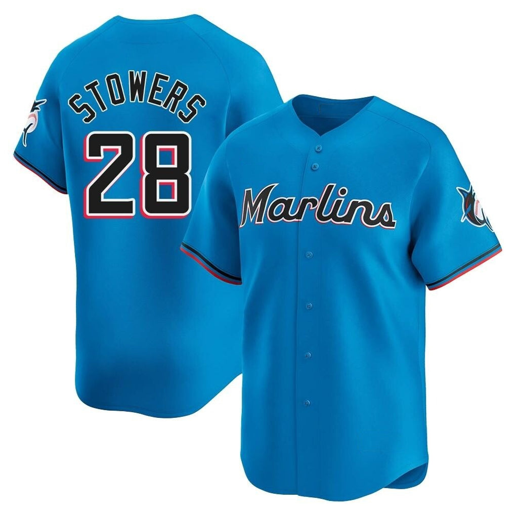 Seanshop M.Marlins #28 Kyle Stowers Player Blue Home Limited Stitched Jerseys