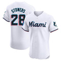 Seanshop M.Marlins #28 Kyle Stowers Player White  Home Limited Elite Stitched Jerseys