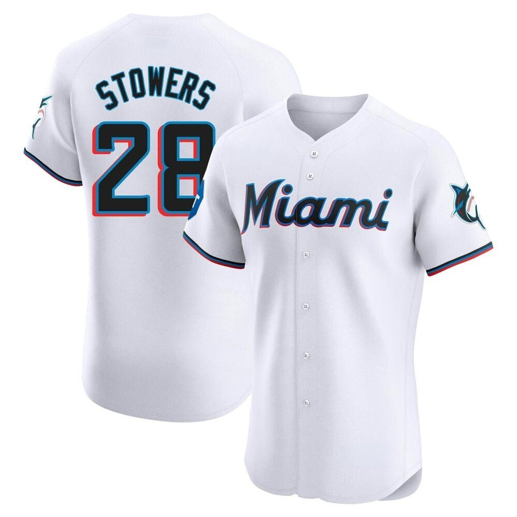 Seanshop M.Marlins #28 Kyle Stowers Player White  Home Limited Elite Stitched Jerseys