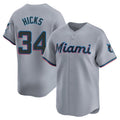 Seanshop M.Marlins #34 Liam Hicks Player Gray Home Limited Stitched Jerseys