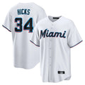 Seanshop M.Marlins #34 Liam Hicks Player White  Home Game Stitched Jerseys