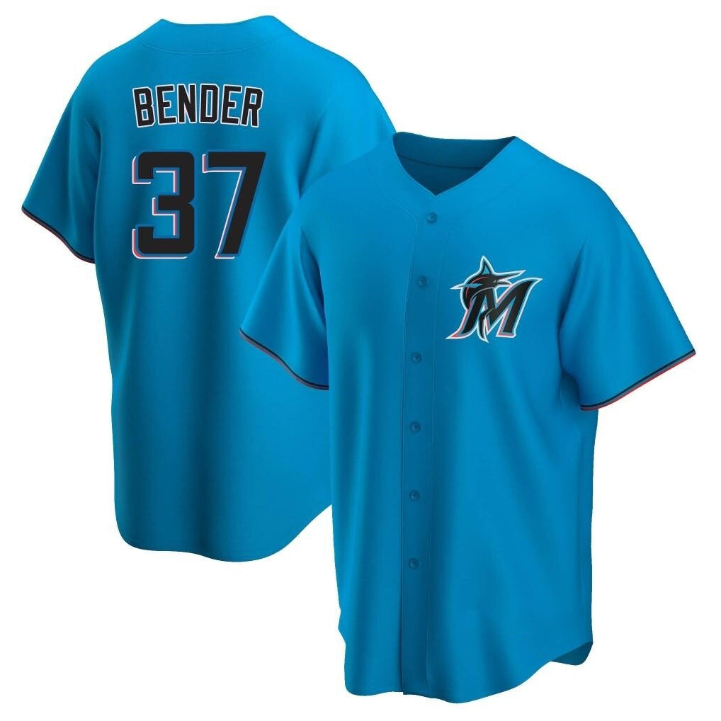Seanshop M.Marlins #37 Anthony Bender Player Blue Home Game Stitched Jerseys