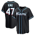 Seanshop M.Marlins #47 John King Player Black Fashion Out Home Game Stitched Jerseys
