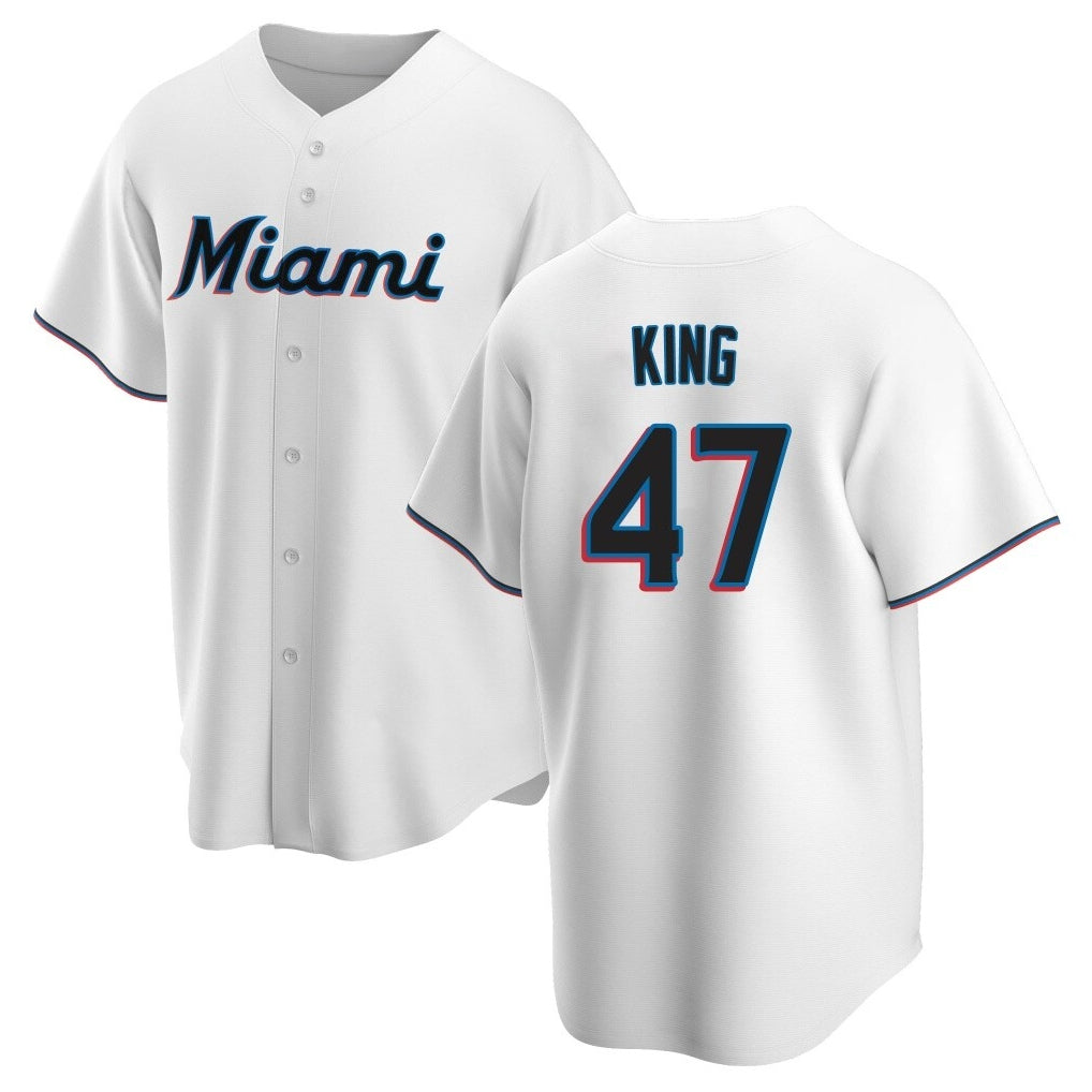 Seanshop M.Marlins #47 John King Player White  Home Game Stitched Jerseys