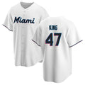 Seanshop M.Marlins #47 John King Player White  Home Game Stitched Jerseys