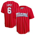 Seanshop M.Marlins #6 Otto Lopez Player Red City Connect Home Game Stitched Jerseys