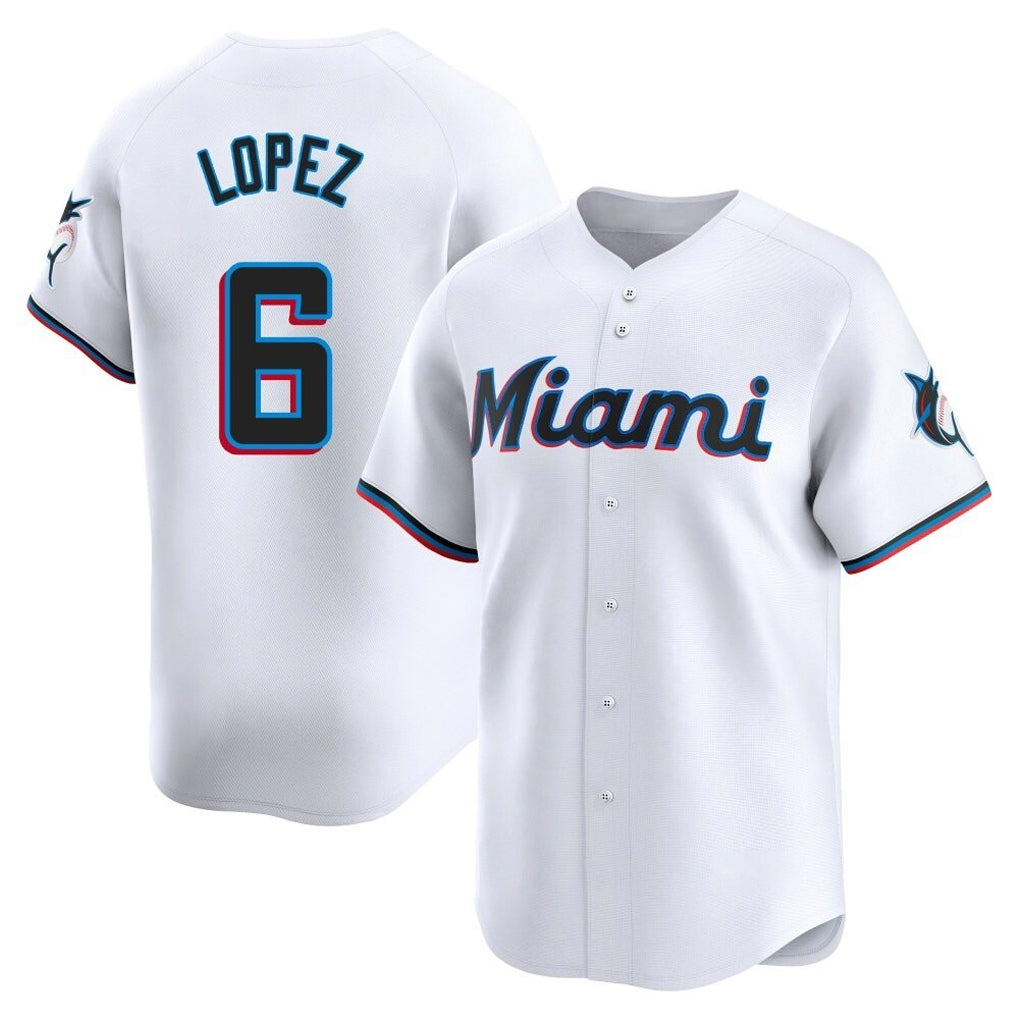 Seanshop M.Marlins #6 Otto Lopez Player White  Home Limited Stitched Jerseys