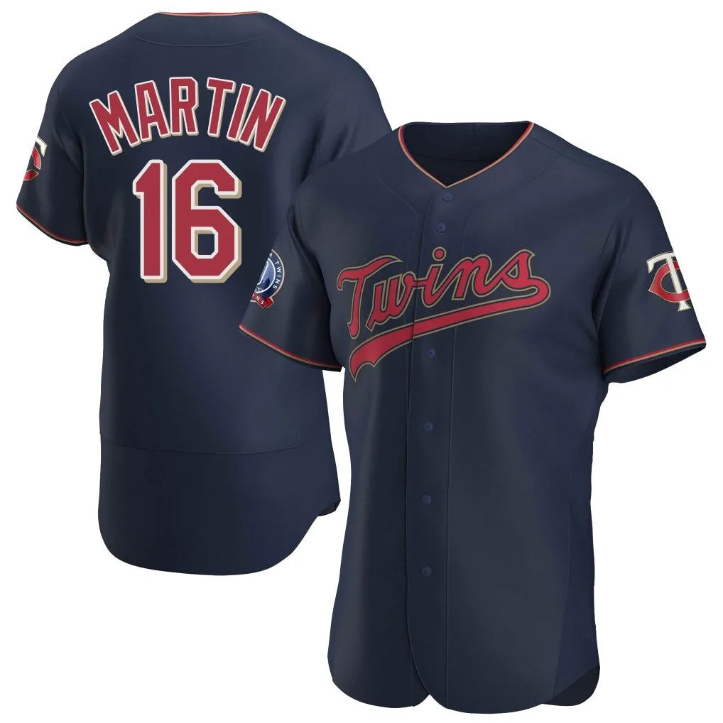 Seanshop M.Twins #16 Austin Martin Player Navy 60th Home Limited Elite Stitched Jerseys