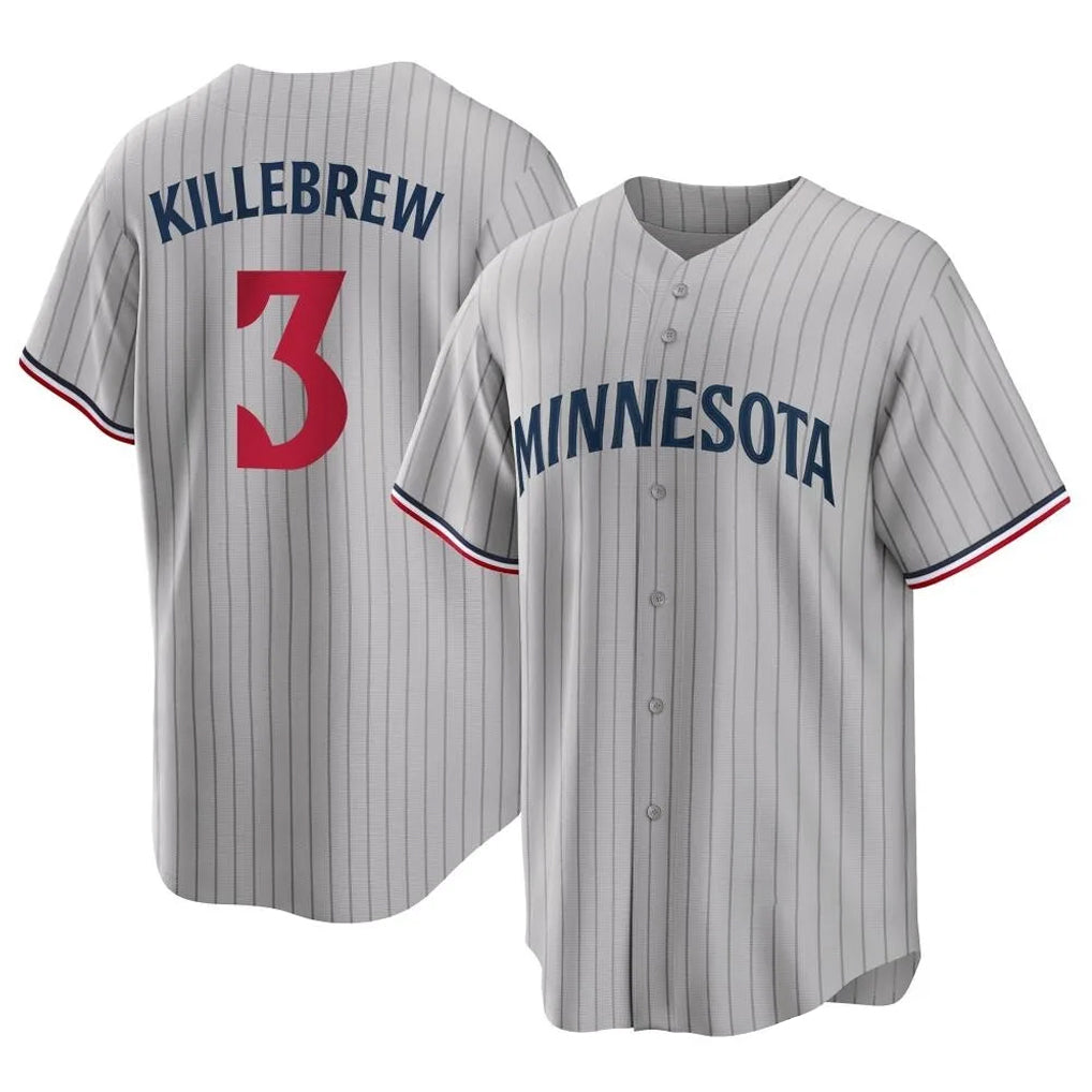 Seanshop M.Twins #3 Harmon Killebrew Player Gray Game Limited Home Stitched Jerseys